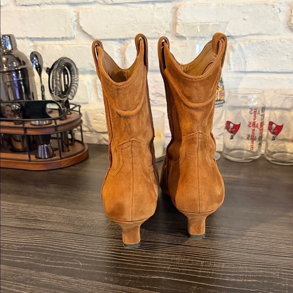 Sam Edelman Suede Cowboy Ankle Boots - Tan - Picture 4 of 6